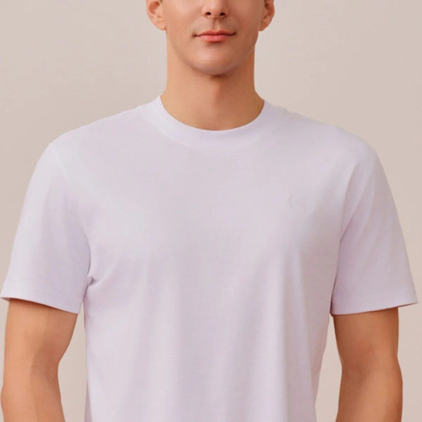 Cotton Interlock Crewneck Short Sleeve Slim Embroidery Tee (Liquid Touch)