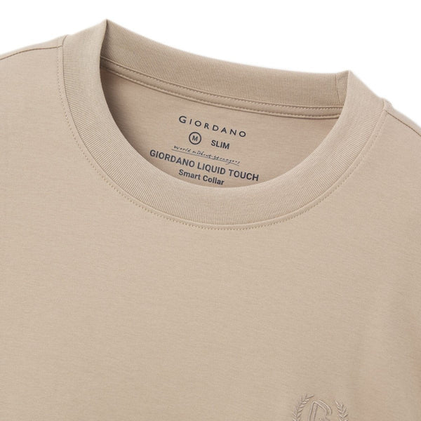 Cotton Interlock Crewneck Short Sleeve Slim Embroidery Tee (Liquid Touch)