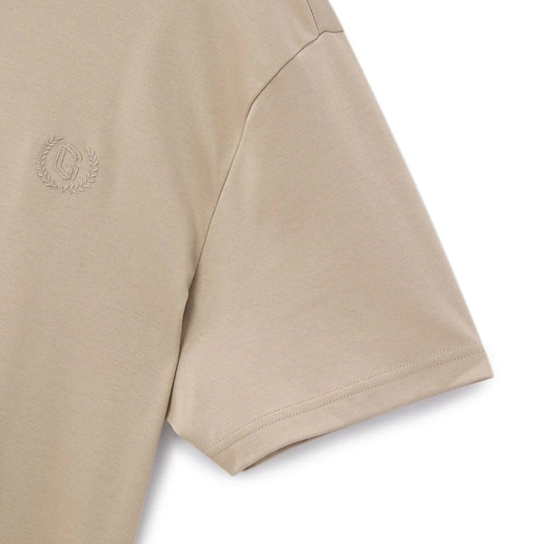 Cotton Interlock Crewneck Short Sleeve Slim Embroidery Tee (Liquid Touch)