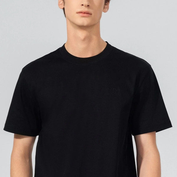 Cotton Interlock Crewneck Short Sleeve Slim Embroidery Tee (Liquid Touch)