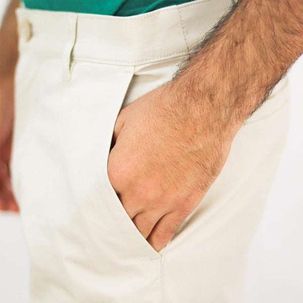 Cotton/Elastane Twill Low Rise Tapered Elastic Waist Khakis