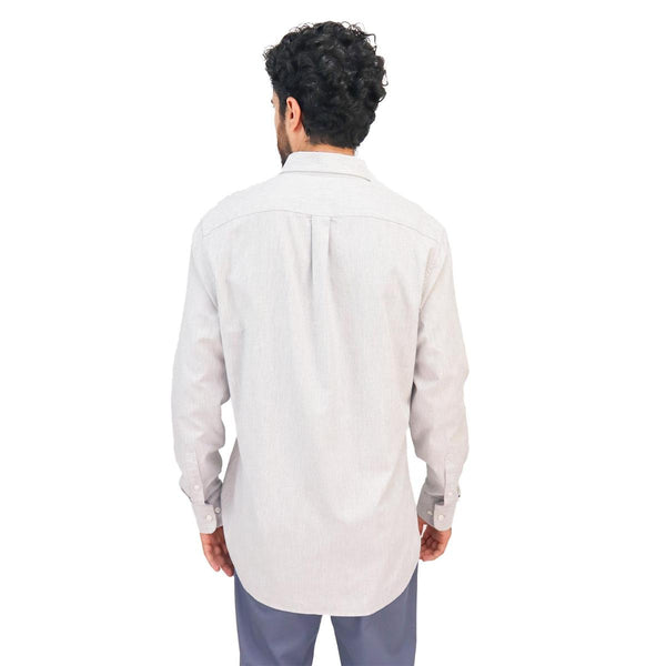 Cotton Oxford Long Sleeve Slim Embroidery Garment Wash Shirt