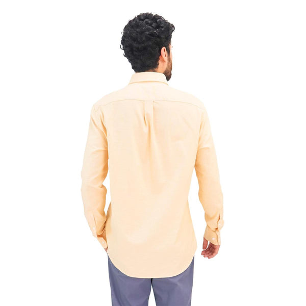 Cotton Oxford Long Sleeve Slim Embroidery Garment Wash Shirt