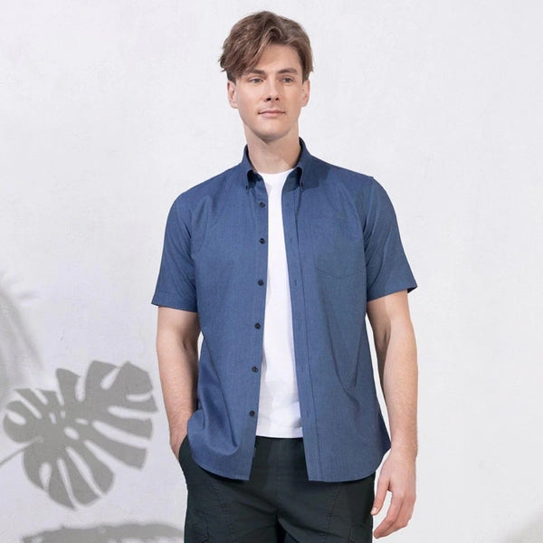 Cotton Oxford Flannel Short Sleeve Regular Wrinkle Free (Premium)