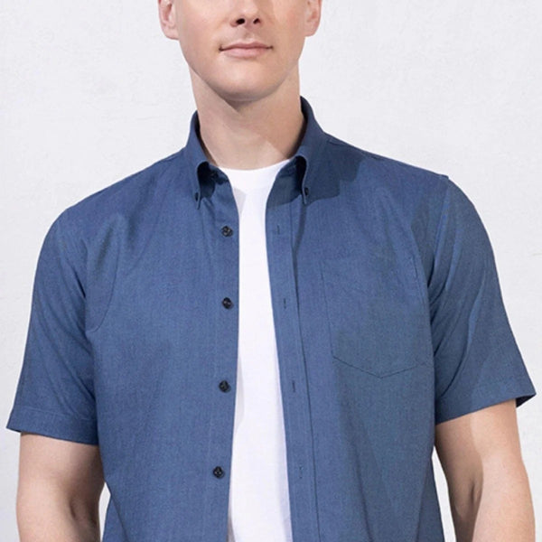 Cotton Oxford Flannel Short Sleeve Regular Wrinkle Free (Premium)