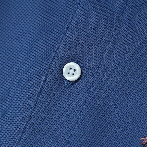 Cotton/Lycra Pique Flat Knitted Collar Short Sleeve Slim Embroidery Lion Polo