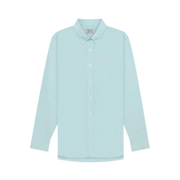 Cotton Oxford Long Sleeve Slim Embroidery Garment Wash Shirt