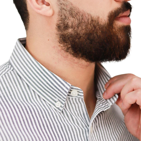 Cotton Oxford Long Sleeve Slim Embroidery Garment Wash Shirt