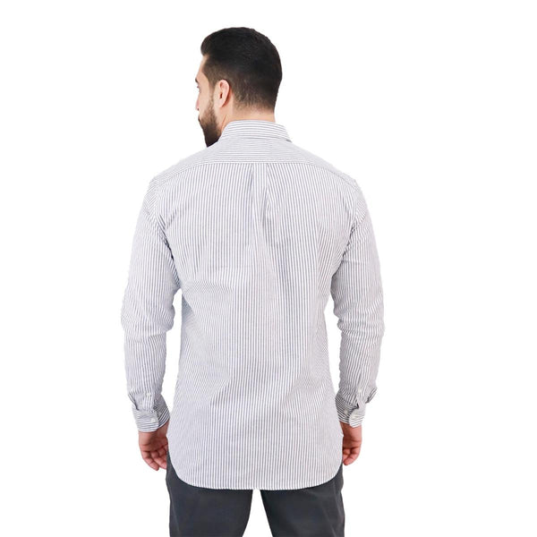 Cotton Oxford Long Sleeve Slim Embroidery Garment Wash Shirt