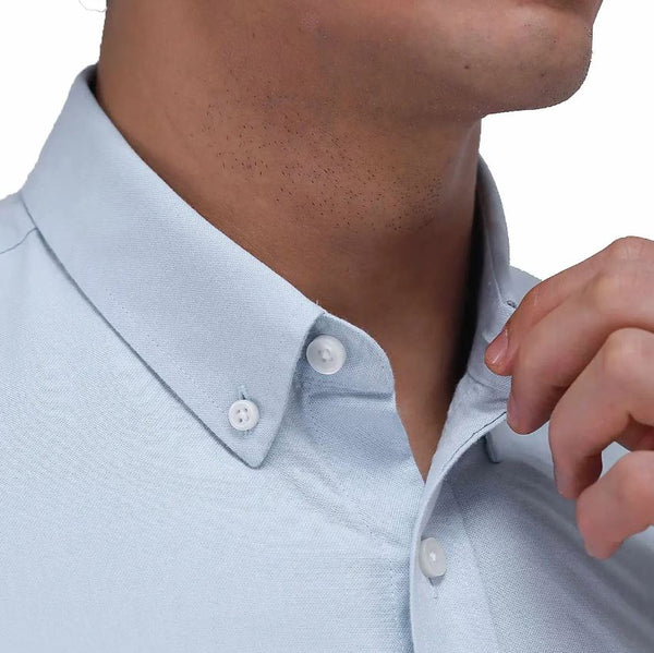 Cotton Oxford Long Sleeve Slim Embroidery Garment Wash Shirt