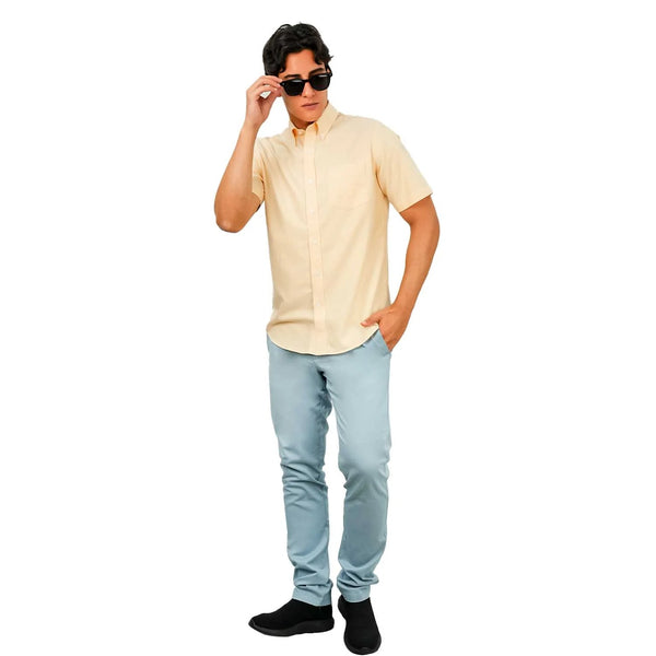 Cotton Oxford Flannel Short Sleeve Regular Wrinkle Free (Premium)