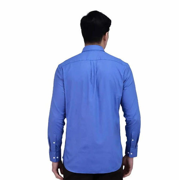 Cotton Oxford Long Sleeve Slim Embroidery Garment Wash Shirt