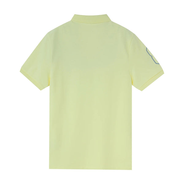 Cotton/Lycra Pique Flat Knitted Collar Short Sleeve Slim Embroidery Lion Polo