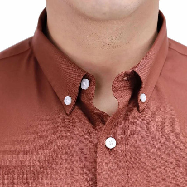 Cotton Oxford Long Sleeve Slim Embroidery Garment Wash Shirt