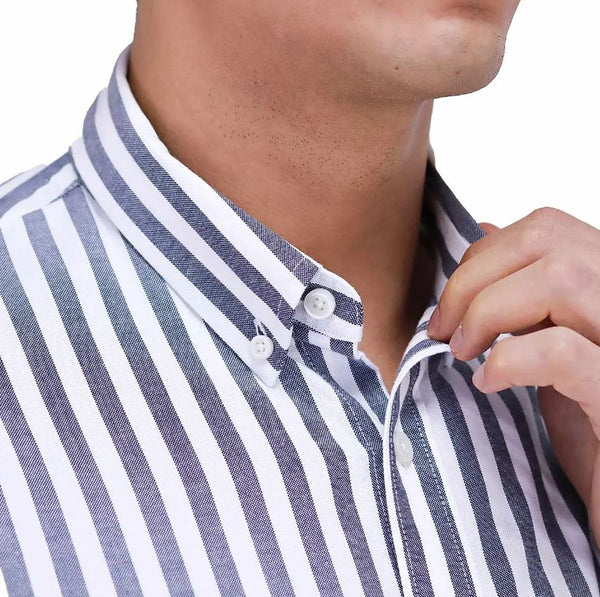 Cotton Oxford Long Sleeve Slim Embroidery Garment Wash Shirt