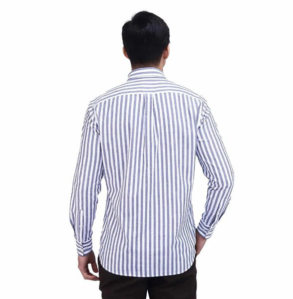 Cotton Oxford Long Sleeve Slim Embroidery Garment Wash Shirt