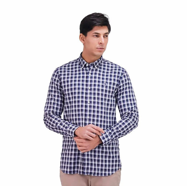 Cotton Oxford Long Sleeve Slim Embroidery Garment Wash Shirt