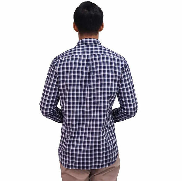 Cotton Oxford Long Sleeve Slim Embroidery Garment Wash Shirt