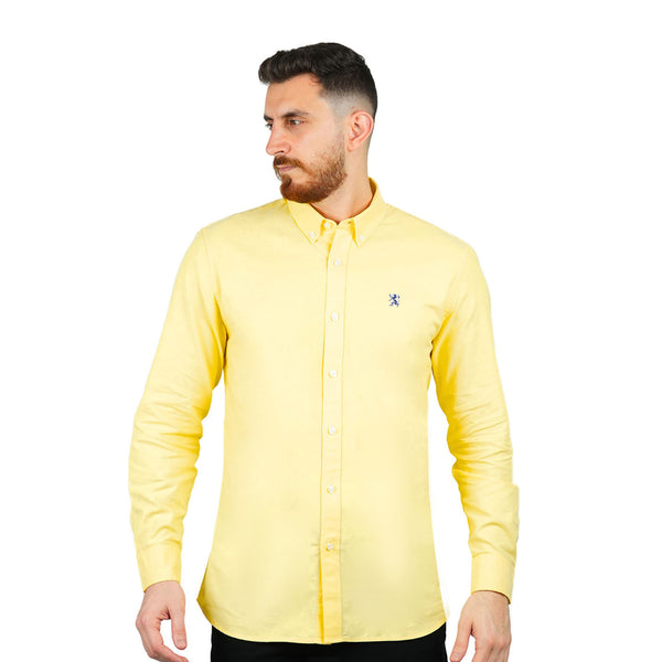 Cotton Oxford Long Sleeve Slim Embroidery Garment Wash Shirt