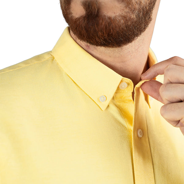 Cotton Oxford Long Sleeve Slim Embroidery Garment Wash Shirt