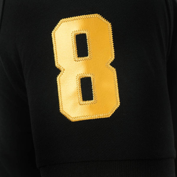 Cotton/Lycra Pique Flat Knitted Collar Short Sleeve Slim Embroidery Lion Polo