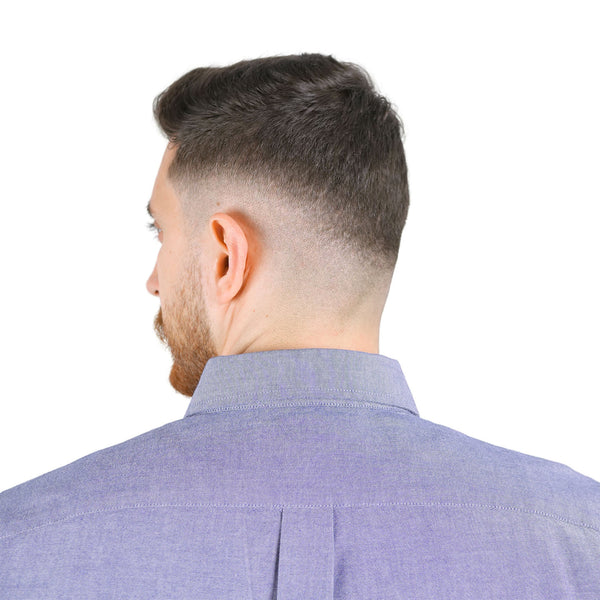 Cotton Oxford Long Sleeve Slim Embroidery Garment Wash Shirt