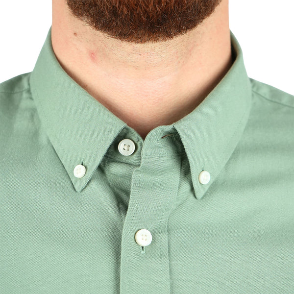 Cotton Oxford Long Sleeve Slim Embroidery Garment Wash Shirt