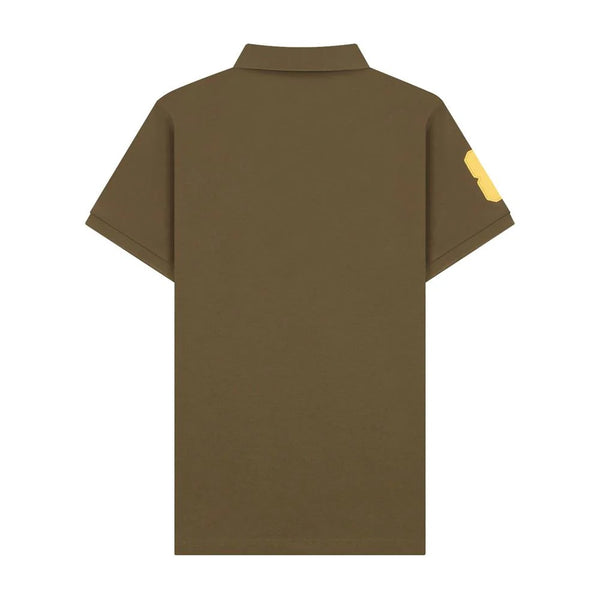 Cotton/Lycra Pique Flat Knitted Collar Short Sleeve Slim Embroidery Lion Polo