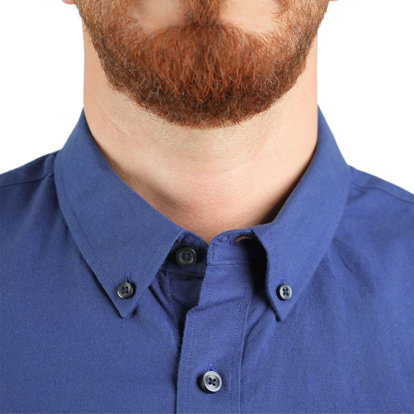 Cotton Oxford Long Sleeve Slim Embroidery Garment Wash Shirt