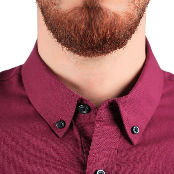 Cotton Oxford Long Sleeve Slim Embroidery Garment Wash Shirt