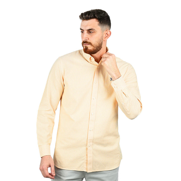 Cotton Oxford Long Sleeve Slim Embroidery Garment Wash Shirt
