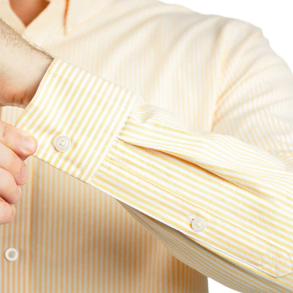 Cotton Oxford Long Sleeve Slim Embroidery Garment Wash Shirt