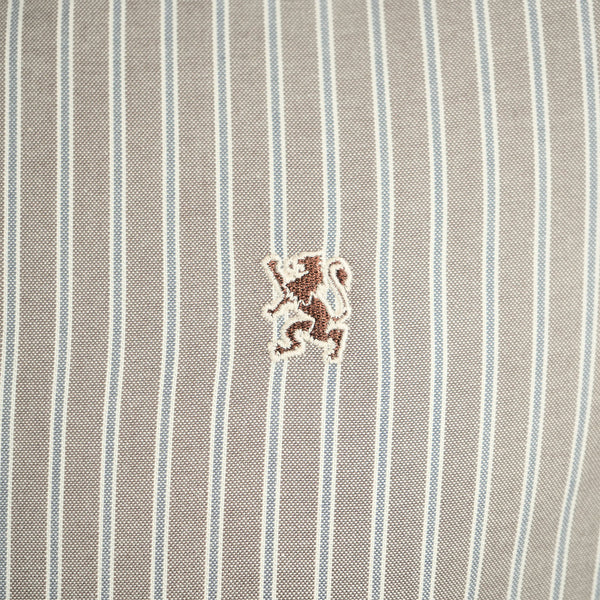 Cotton Oxford Long Sleeve Slim Embroidery Garment Wash Shirt