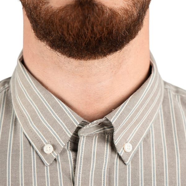 Cotton Oxford Long Sleeve Slim Embroidery Garment Wash Shirt