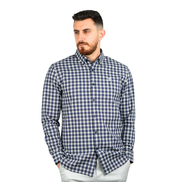 Cotton Oxford Long Sleeve Slim Embroidery Garment Wash Shirt