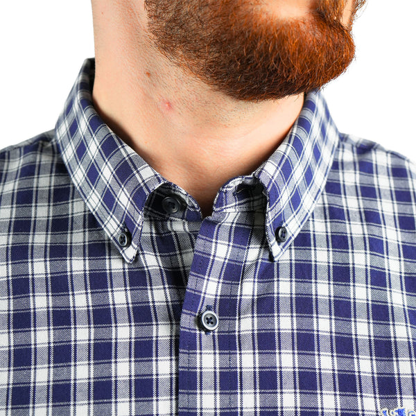 Cotton Oxford Long Sleeve Slim Embroidery Garment Wash Shirt