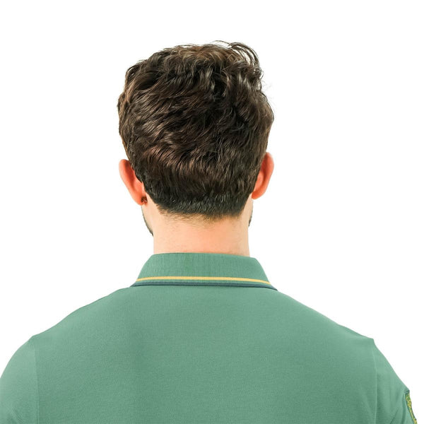 Cotton/Lycra Pique Flat Knitted Collar Short Sleeve Slim Embroidery Lion Polo