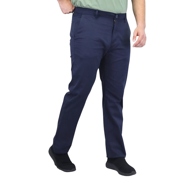 Cotton/Elastane Twill Low Rise Tapered Elastic Waist Khakis