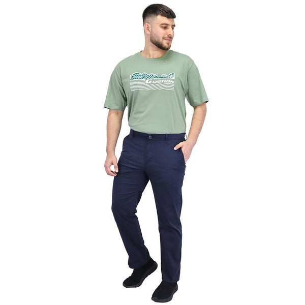 Cotton/Elastane Twill Low Rise Tapered Elastic Waist Khakis