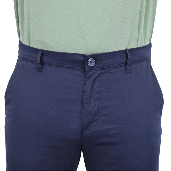 Cotton/Elastane Twill Low Rise Tapered Elastic Waist Khakis