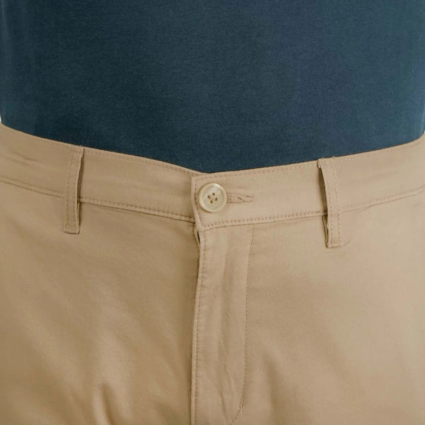 Cotton/Elastane Twill Low Rise Tapered Elastic Waist Khakis