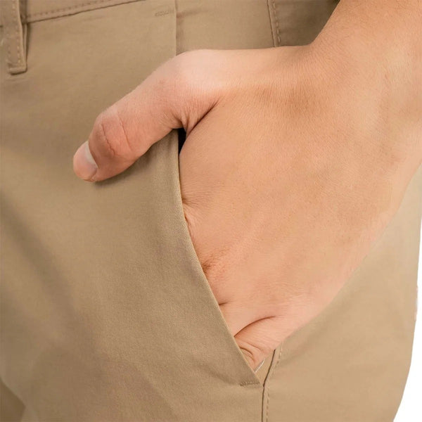 Cotton/Elastane Twill Low Rise Tapered Elastic Waist Khakis