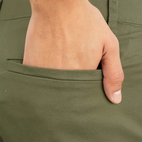 Cotton/Elastane Twill Low Rise Tapered Elastic Waist Khakis