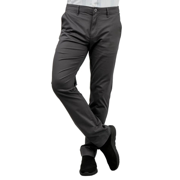 Cotton/Elastane Twill Low Rise Tapered Elastic Waist Khakis
