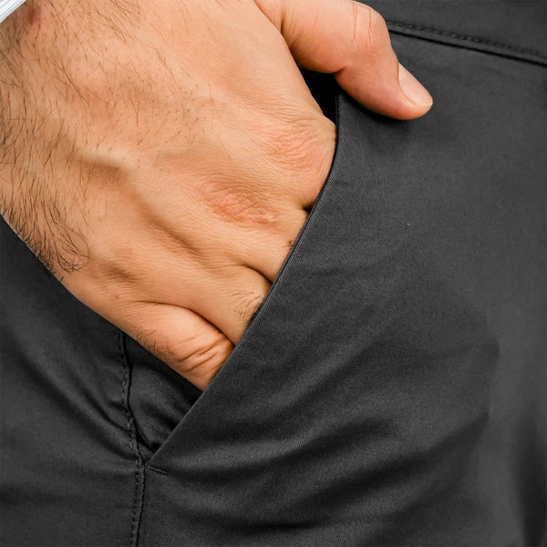 Cotton/Elastane Twill Low Rise Tapered Elastic Waist Khakis