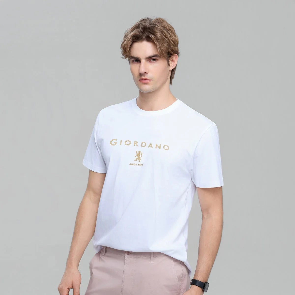 Men's Slim Cotton Crew Neck Signature Print Tee