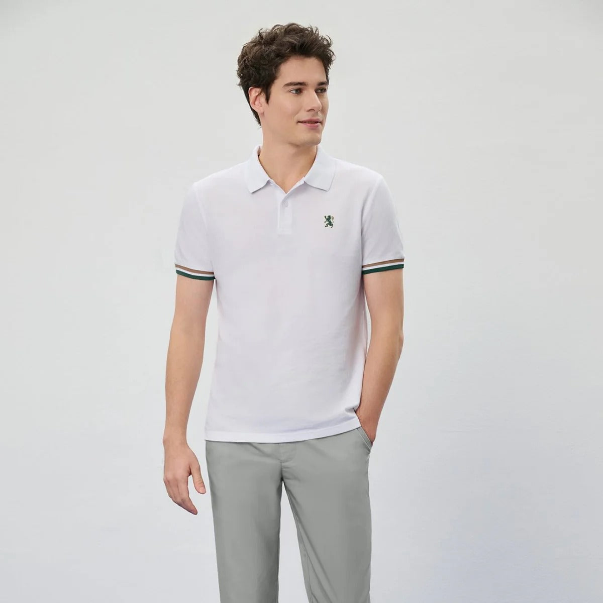 Men’s Slim Fit Embroidery Solid Polo