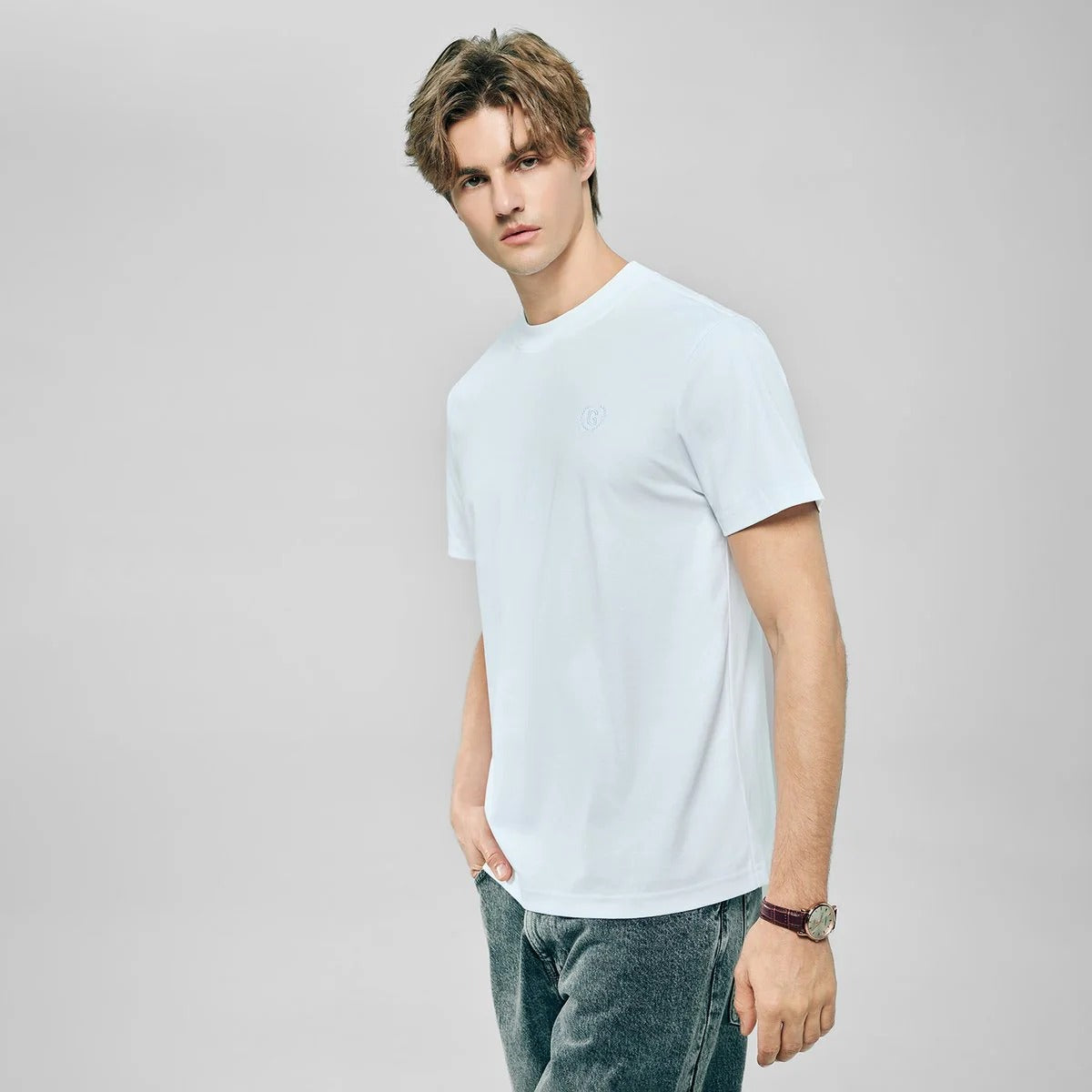 Men's Slim Fit Liquid Touch Cotton Crew Neck Tee (feel the difference)