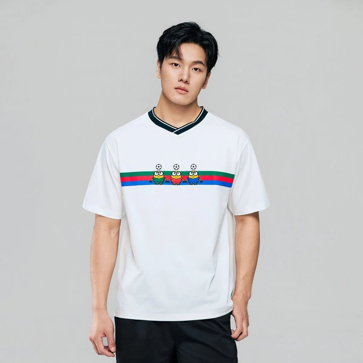 Men Relaxed Minions V-Neck Jersey Tee