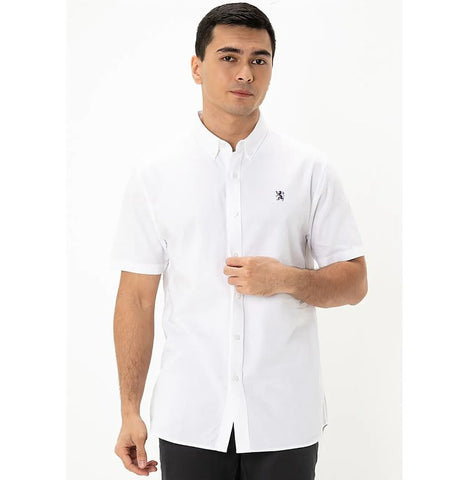 Cotton Flannel Short Sleeve Embroidery Garment Oxford Shirt